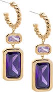 BY ADINA EDEN Colored Elongated Bezel Emerald Drop Hoop Earring