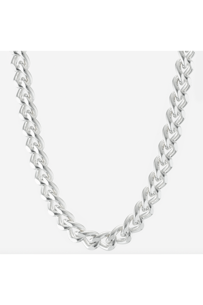 Wide Filed Curb Chain Necklace, Main, color, Silver