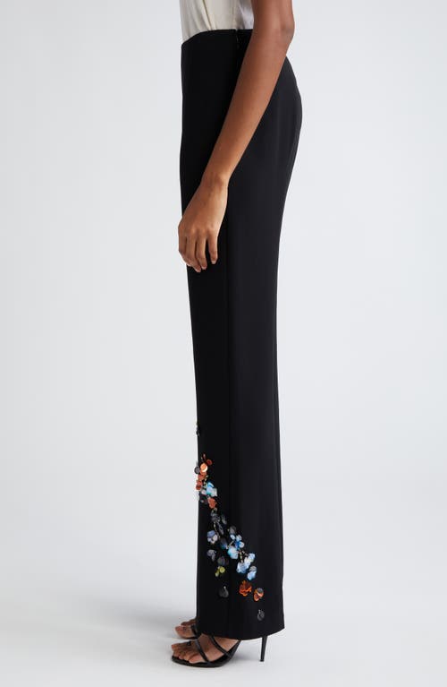 Cinq À Sept Kingsley Sequin Flower Straight-leg Pants In Black/multi