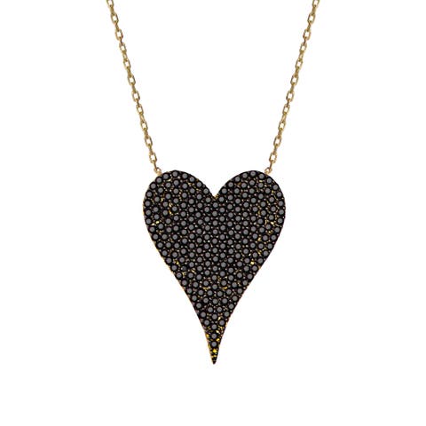 Elongated Black Heart Necklace