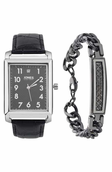 Diamond Accent Three-Hand Quartz Watch & ID Bracelet Set