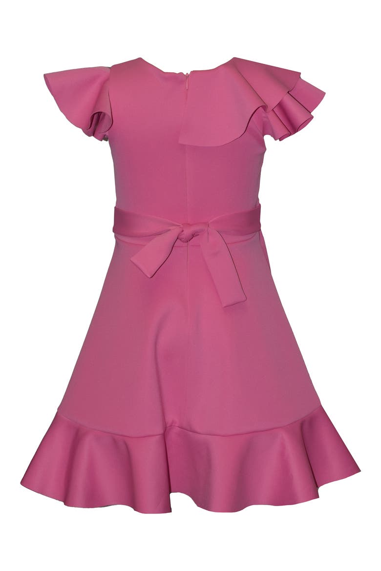 Kids' Flutter Scuba Knit Skater Dress, Alternate, color, PINK