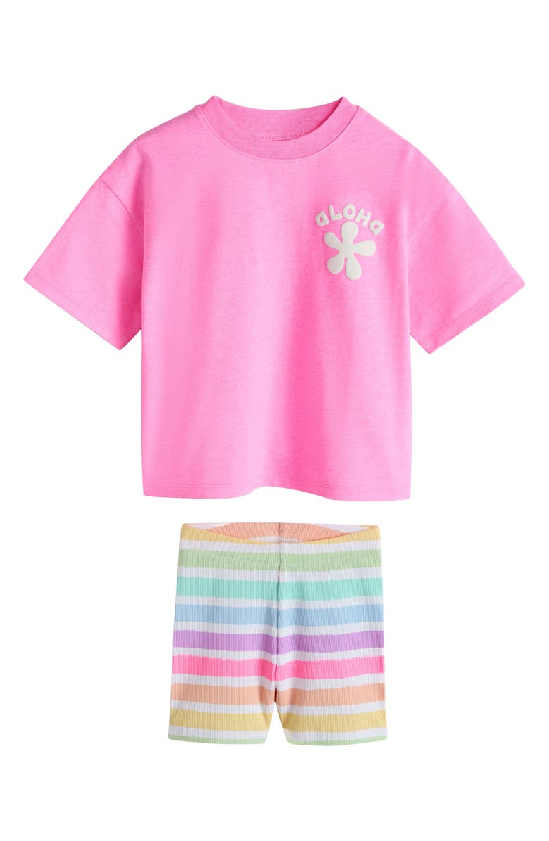 NEXT Kids' Cotton T-Shirts & Shorts Assorted 4-Pack, Alternate, color, Pink