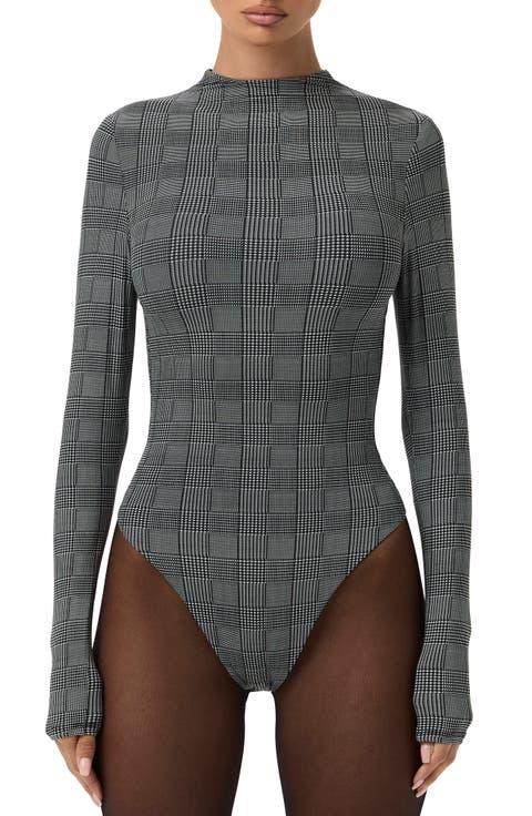 Naked Snakeskin Print Long Sleeve Bodysuit