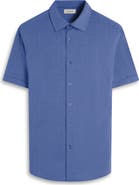 Bugatchi Myron OoohCotton® Short Sleeve Herringbone Button-Up Shirt
