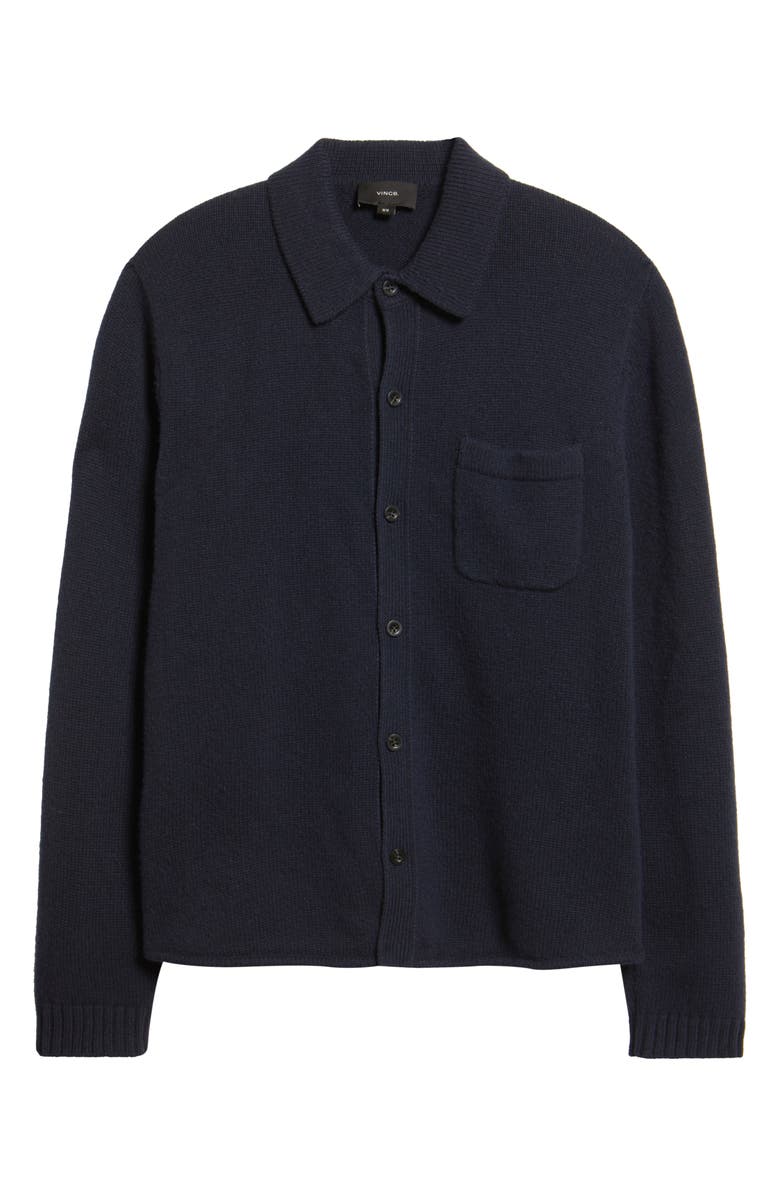 Vince Contour Hem Lambswool Cardigan, Alternate, color, Coastal