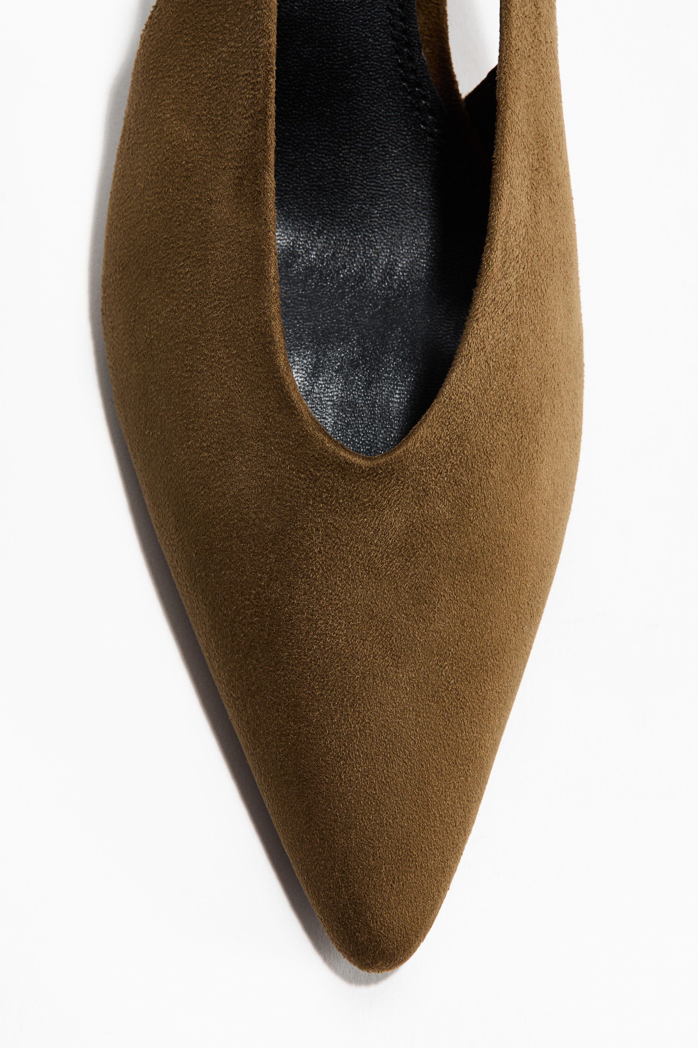 H&M Kitten-heeled slingbacks, Alternate, color, Dark Khaki Green