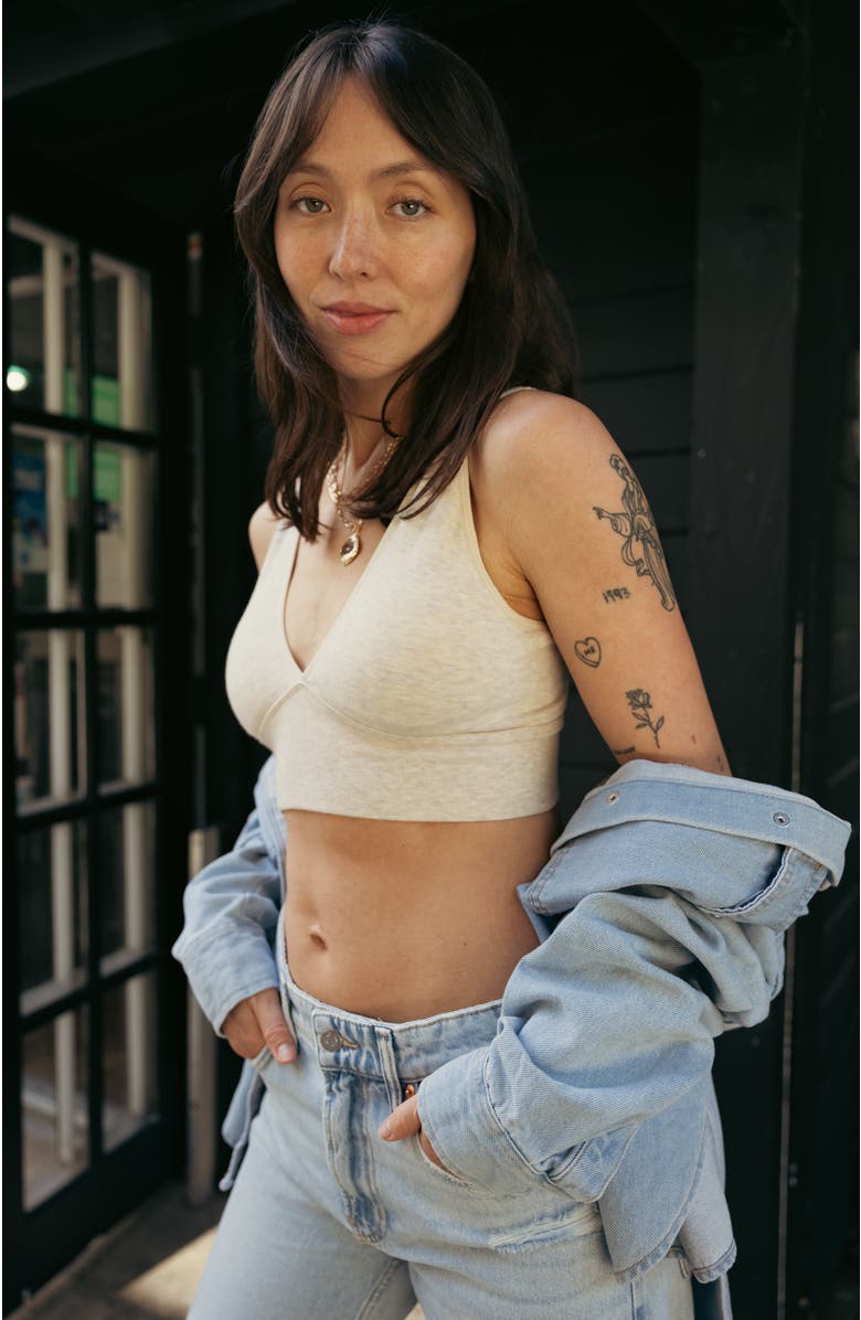 Kindred Bravely Sublime Maternity & Nursing Plunge Bra- Fits 30B-46B, Alternate, color, Oatmeal Heather