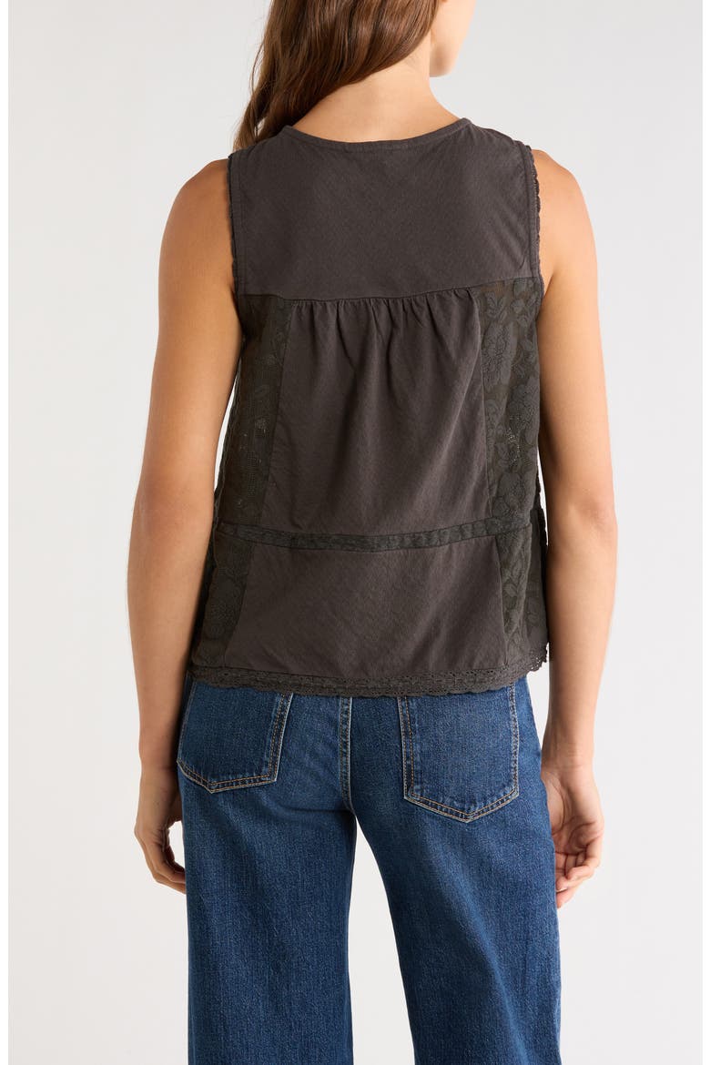 Embroidered Yoke Cotton Tank, Alternate, color, RAVEN