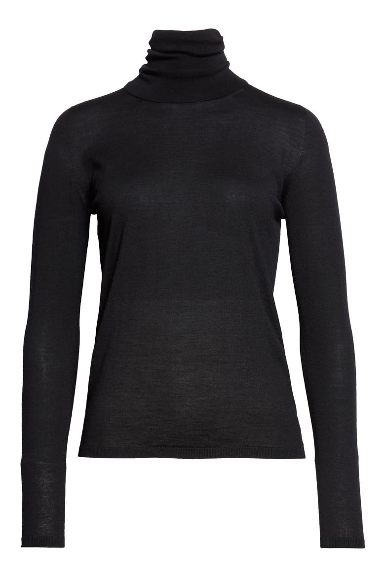 Saluto Virgin Wool Turtleneck Sweater, Main, color, BLACK