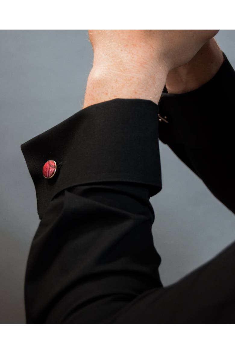 Paisley Silk Cufflinks, Alternate, color, Rose Merlot
