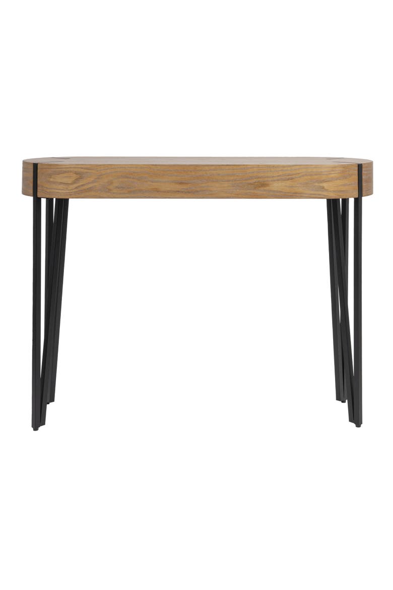 Astoria Wood Console Table with Metal Hairpin Legs, Natural and Black, Alternate, color, Natural