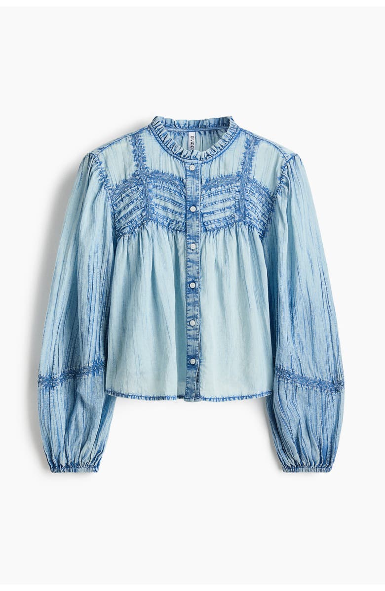 H&M Denim-look Cotton Blouse, Main, color, 