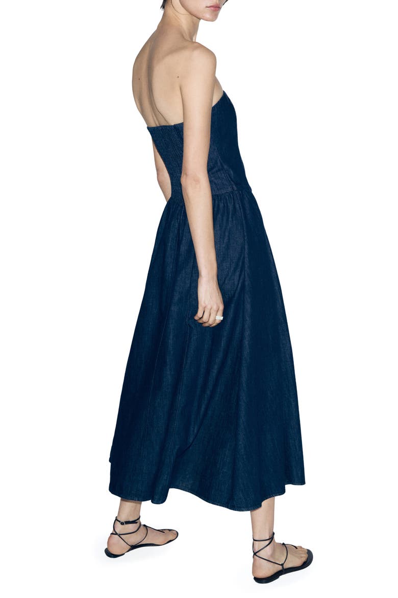 Strapless Denim Midi Dress, Alternate, color, OPEN BLUE