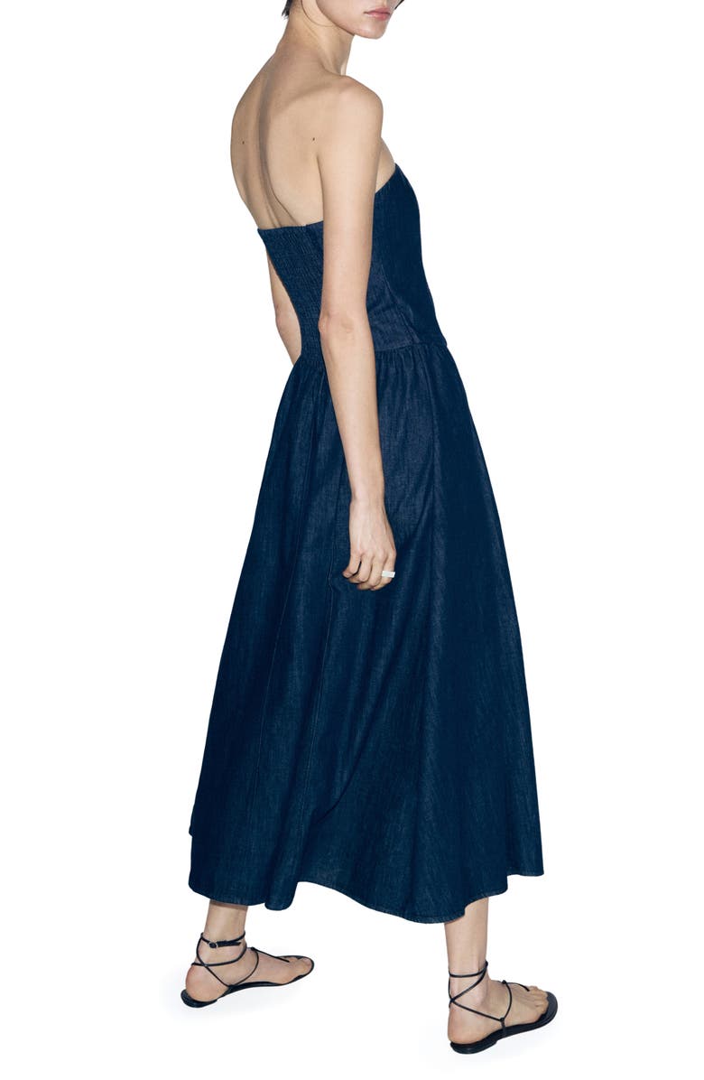 MANGO Strapless Denim Midi Dress, Alternate, color, Open Blue