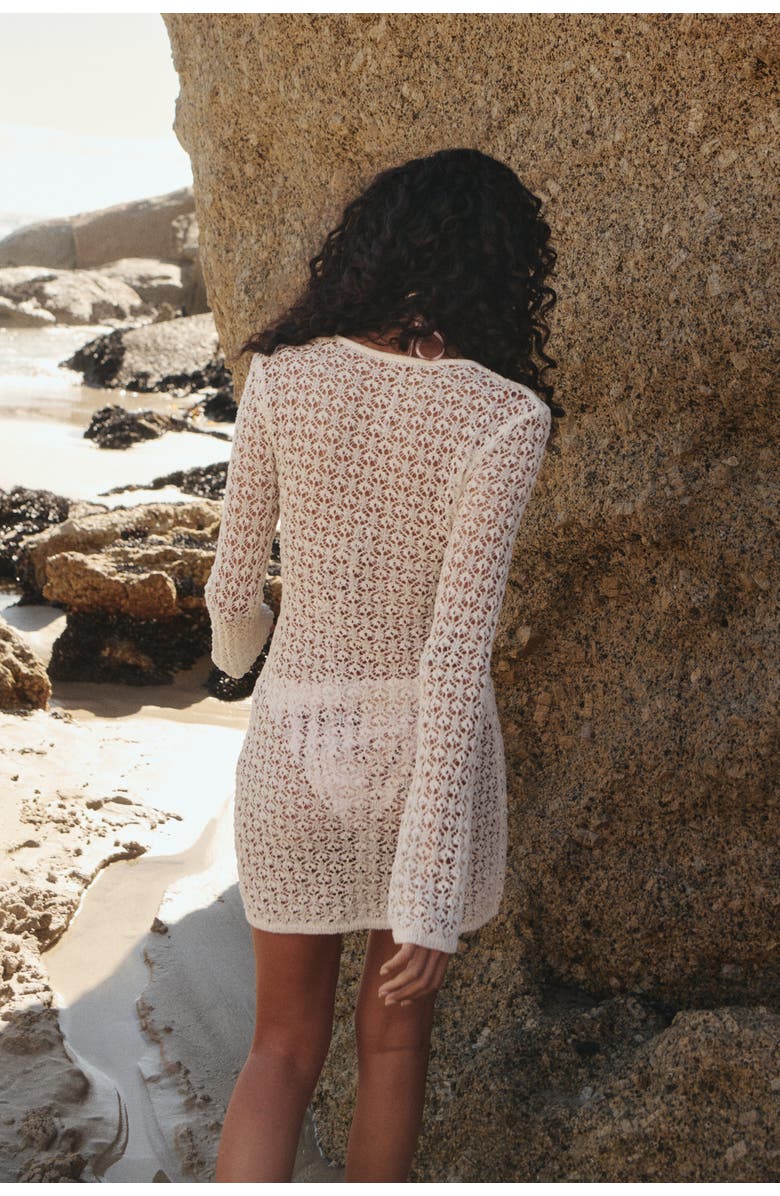 H&M Crochet-look beach dress, Alternate, color, White