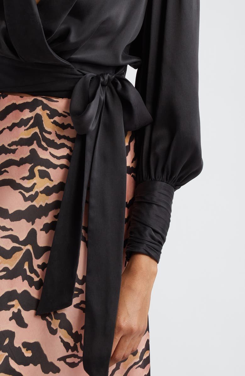 Zimmermann Long Sleeve Silk Wrap Top, Alternate, color,
