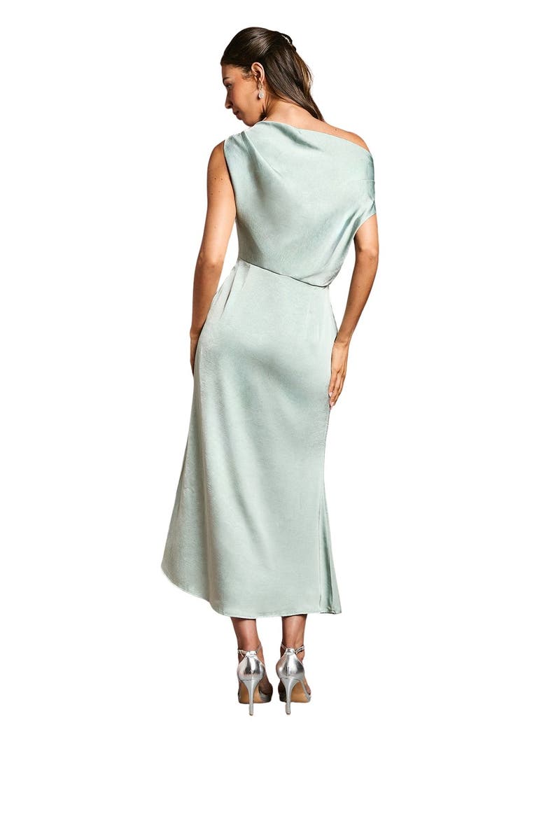 Fallen Shoulder Bridesmaid Midi Dress, Alternate, color, Sage