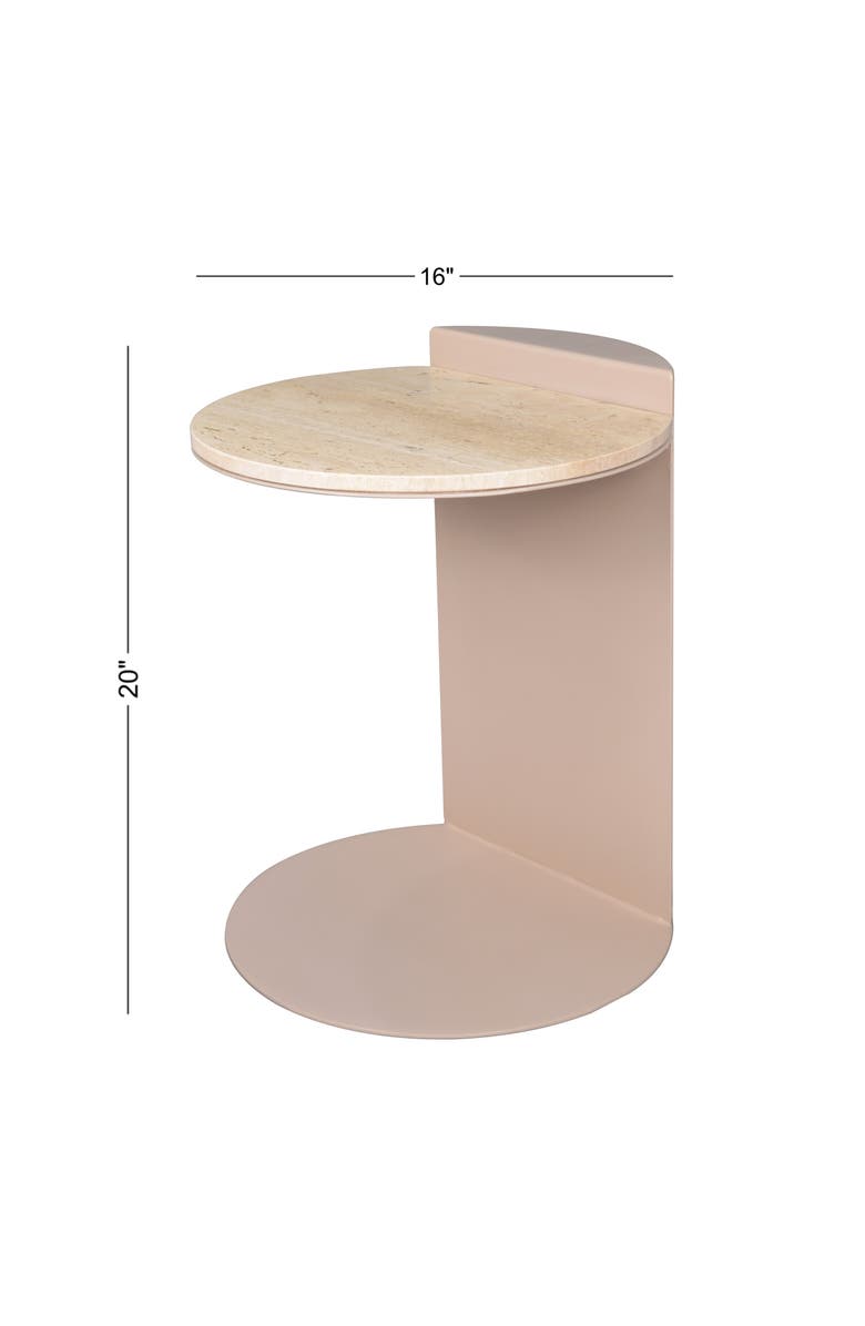 JONATHAN Y Evelyn 20" Contemporary Natural Marble/Metal Handmade C-Shaped End Table, Alternate, color, Beige/Pink Beige