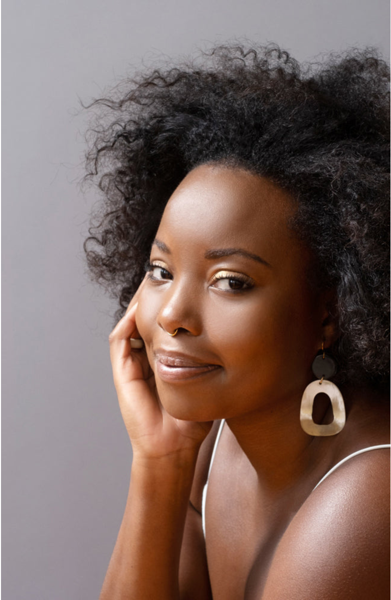 Maadili Collective Open Oblong Earrings, Alternate, color, Black & White