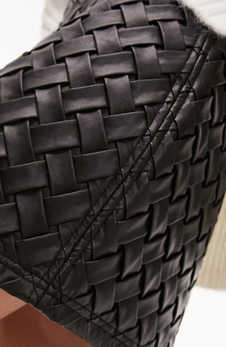 Topshop Woven Faux Leather Miniskirt, Alternate, color, 