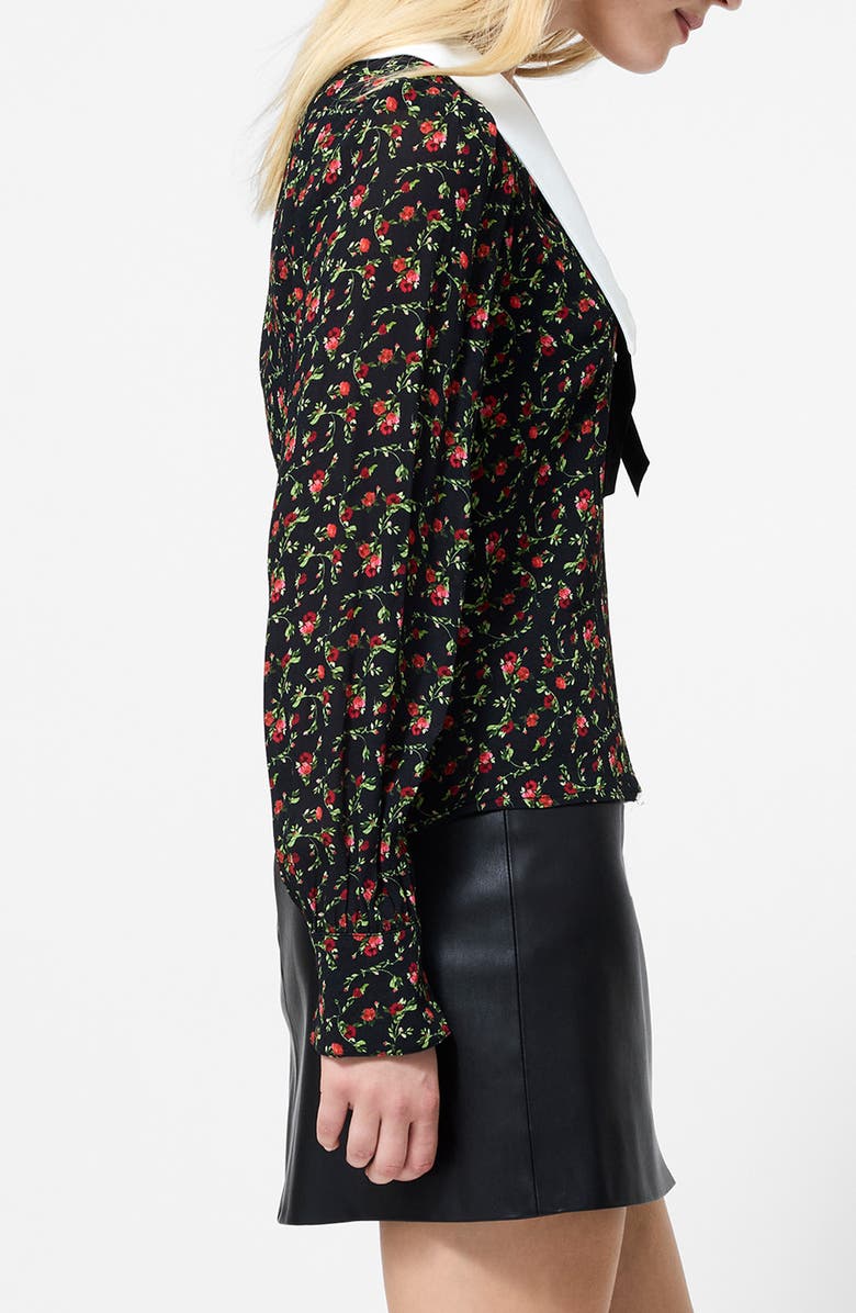 French Connection Yasmin Floral Collared Long Sleeve Top, Alternate, color, Black Julia Ditsy Bl