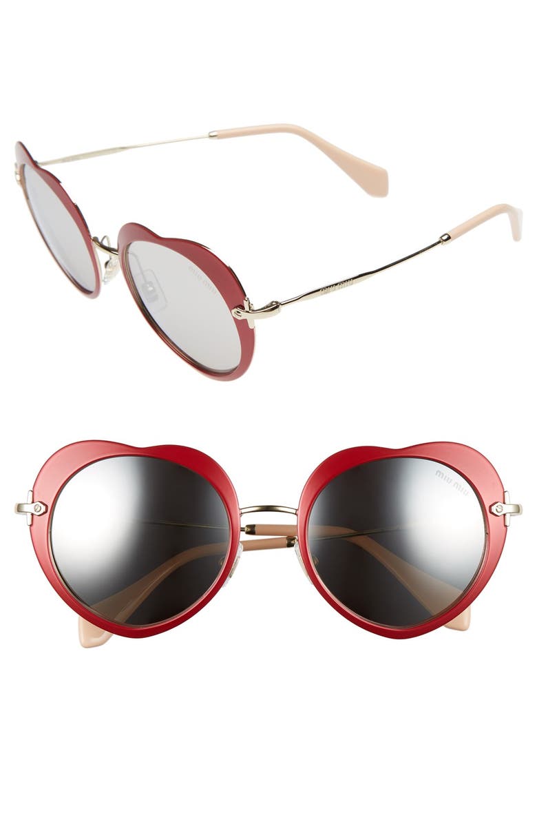 Miu Miu 52mm Irregular Heart Sunglasses, Main, color,