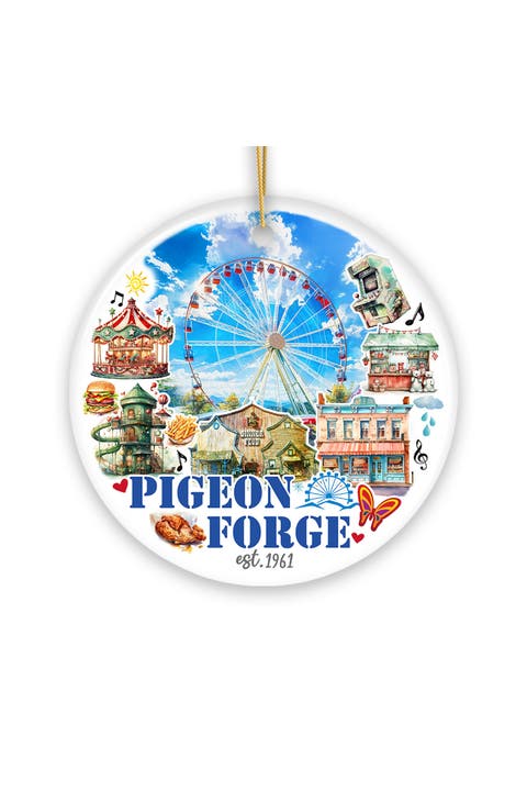 Pigeon Forge Ferris Wheel Scene Ceramic Ornament