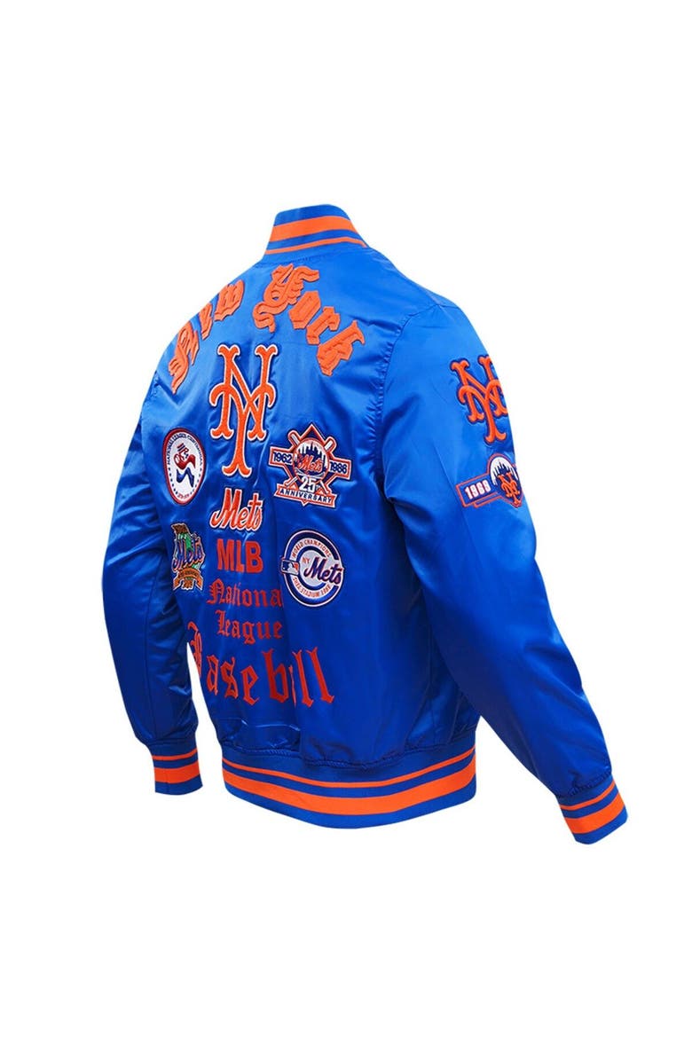 PRO STANDARD Men's Pro Standard Royal New York Mets Old English Satin Full-Snap Varsity Jacket, Alternate, color, 