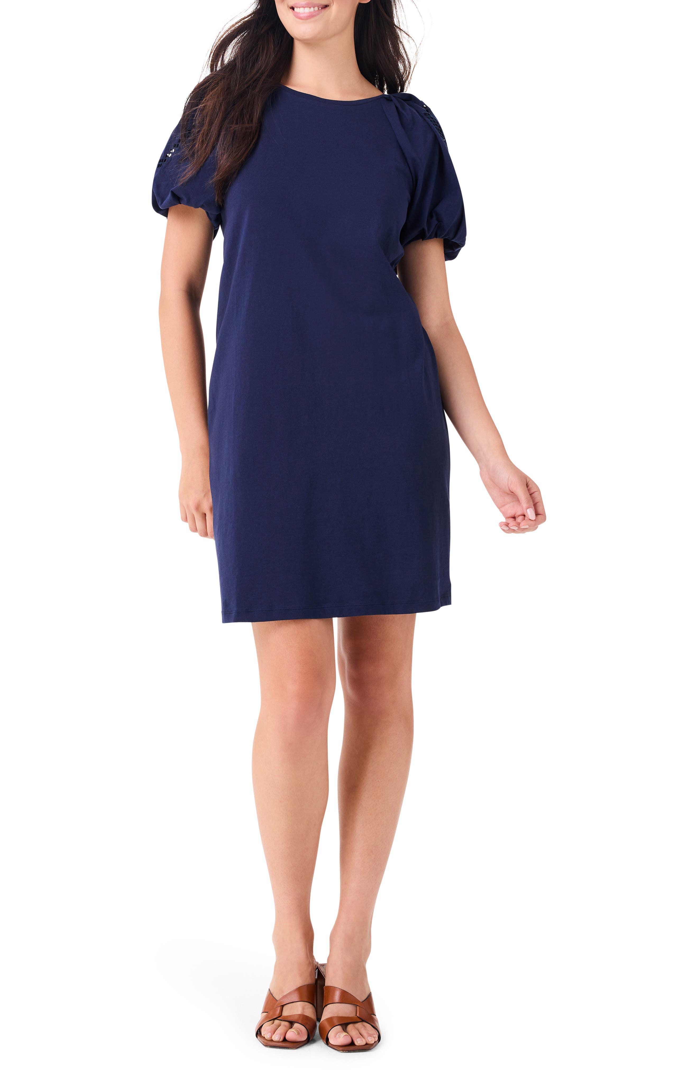 NIC+ZOE Puff Sleeve Cotton T-Shirt Dress