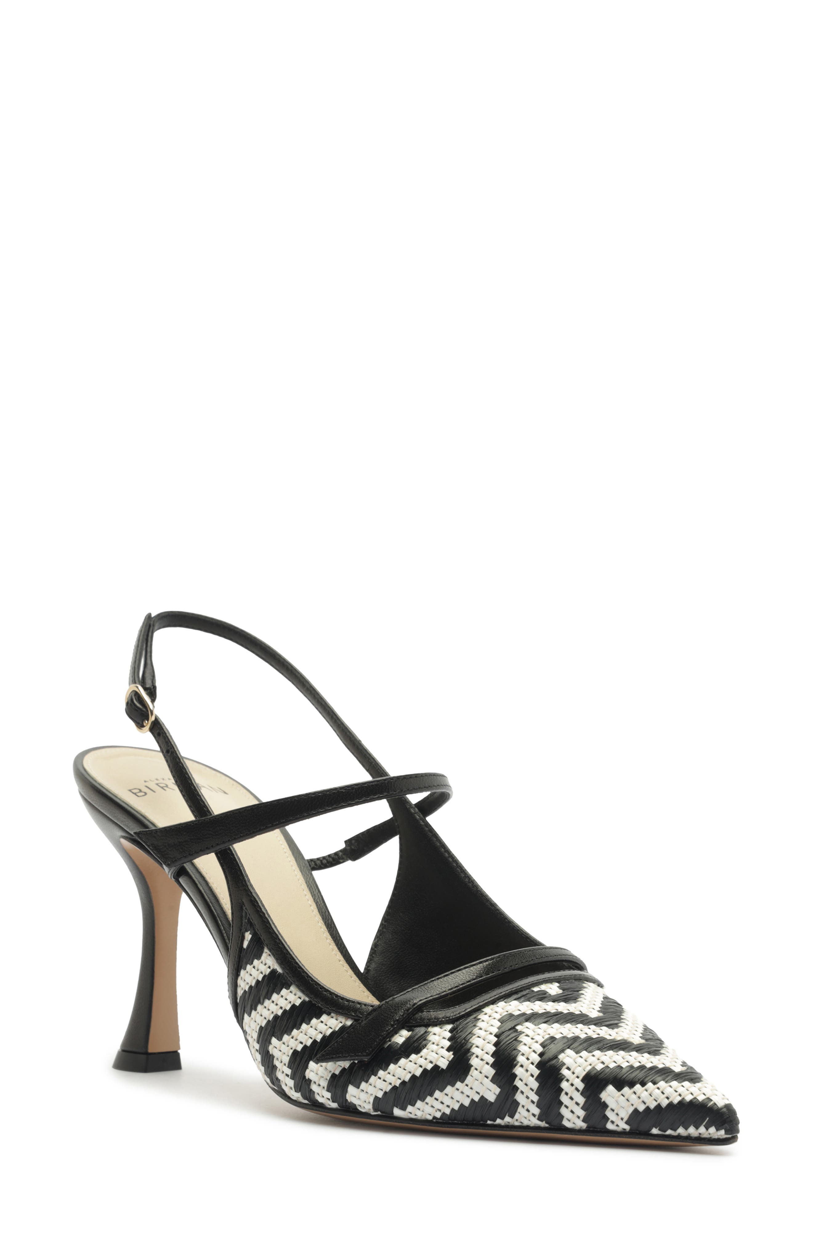 Alexandre Birman Tita Raffia Slingback Pump, Main, color, Black