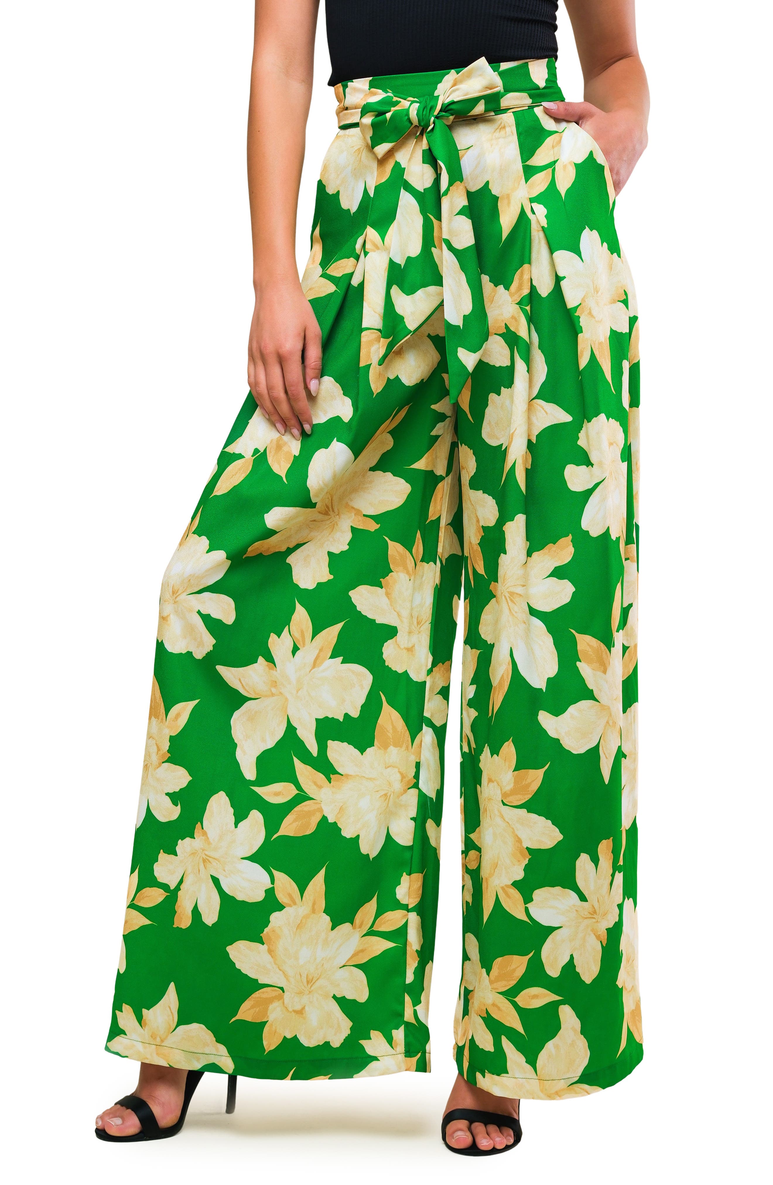 FLYING TOMATO Floral High Waist Wide Leg Pants