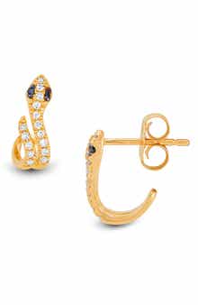 Frankie & Zoe 14K Yellow Gold Diamond Snake Hoop Earrings