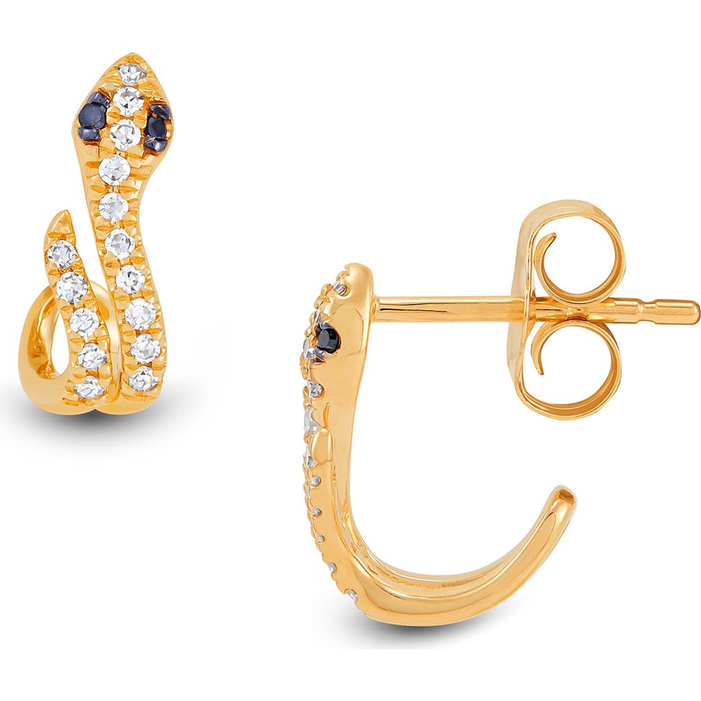 Frankie & Zoe 14k Yellow Gold Diamond Snake Hoop Earrings