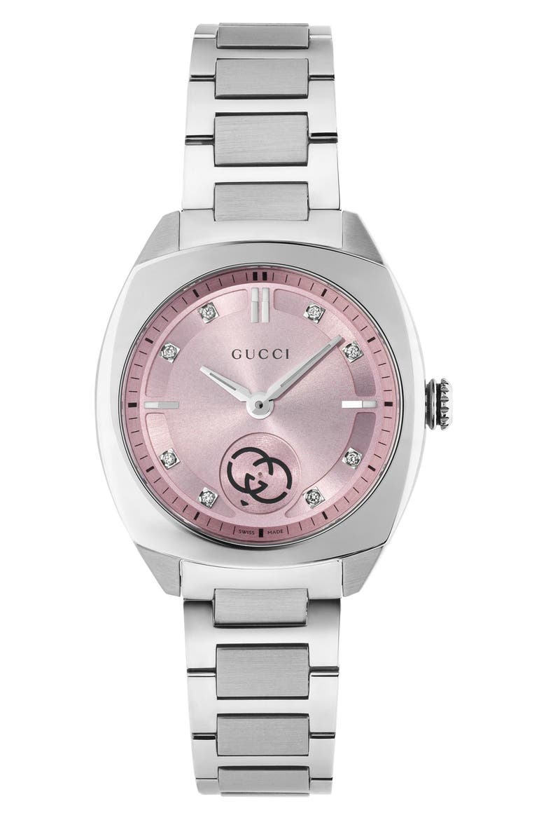 Interlocking Logo Diamond Dial Watch, 29mm, Alternate, color, PINK/ SILVER