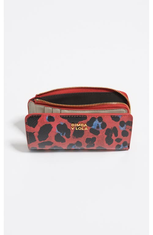 Bimba Y Lola Textured Leopard Print Compact Wallet In Multi