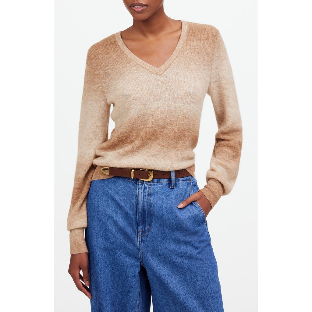 Madewell Space Dye Alpaca Blend V-neck Sweater In Spacedye Fawn