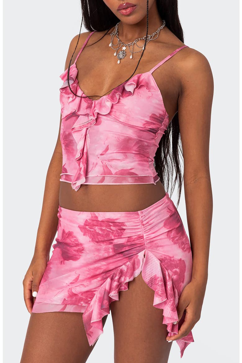 Wanda Ruffle Trim Crop Camisole, Alternate, color, PINK