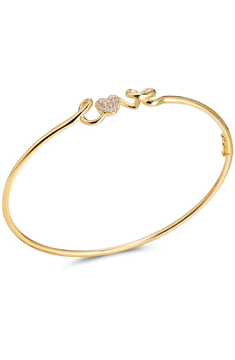 DEVATA Love Script Bangle Bracelet in 14K Gold, Alternate, color, Yellow Gold