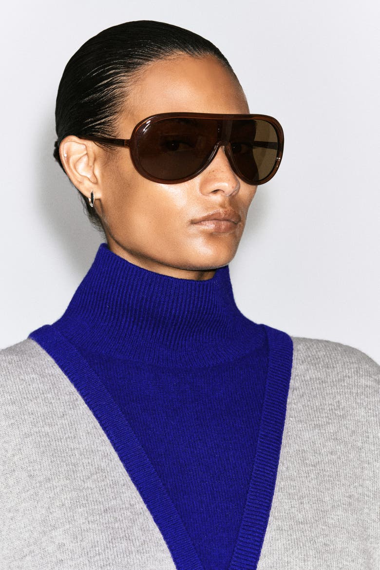 Layered Mock-Neck Merino Wool Sweater, Alternate, color, GRAY / COBALT