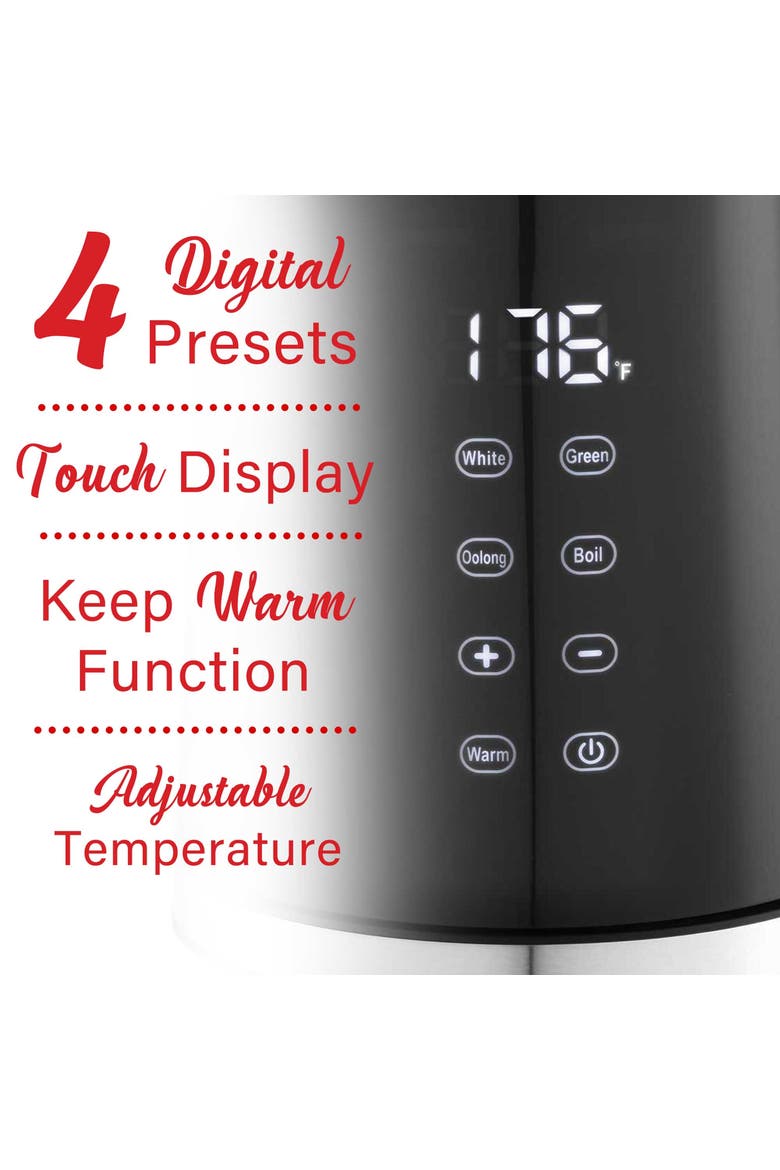 1.7L 1100W bpa Free Cordless Digital Electric Kettle, Alternate, color, Black
