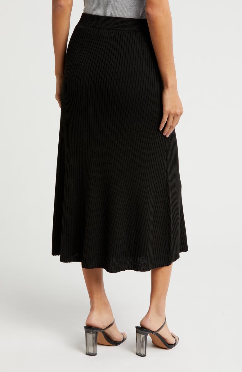 Gemma + Jane Ribbed A-Line Sweater Skirt, Alternate, color, Black