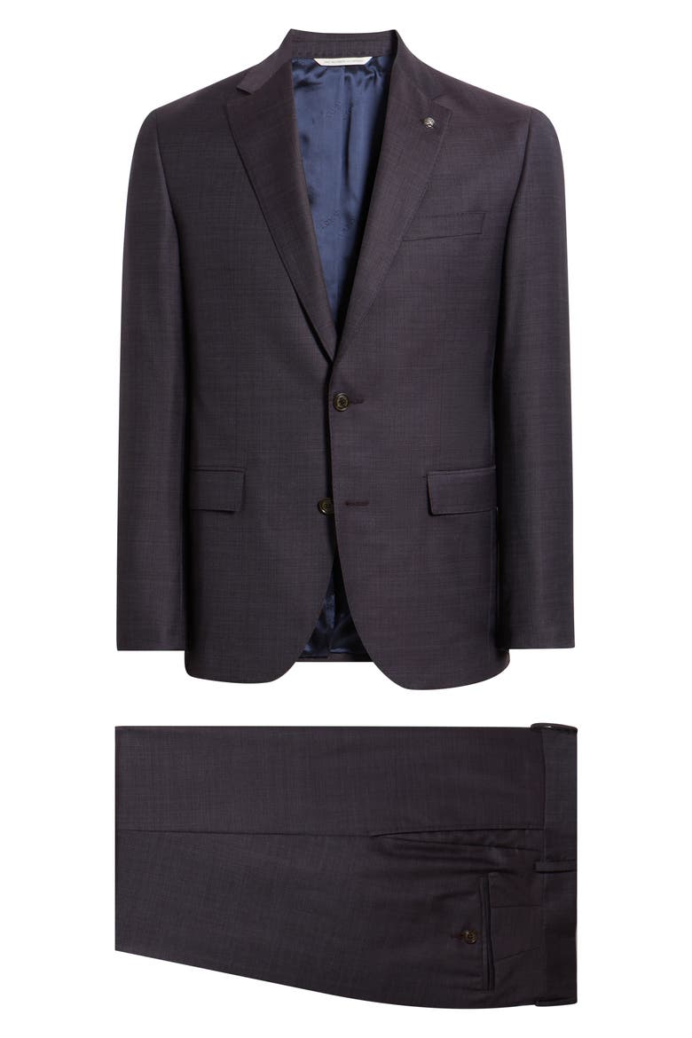 Esprit Contemporary Fit Dark Purple Mélange Super 130s Wool Suit, Main, color, DARK GRAPE