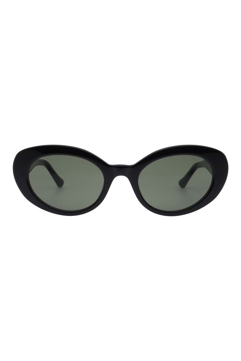 52mm Oval Sunglasses, Main, color, GLOSS BLACK