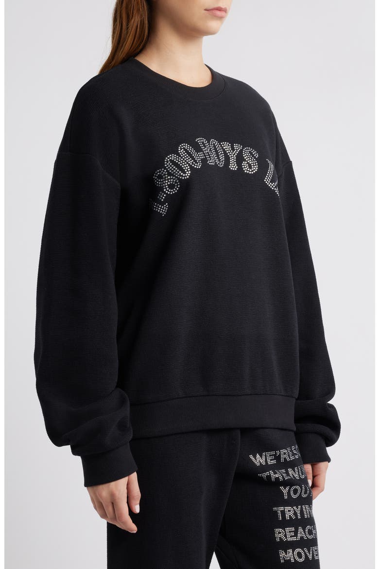 1-800 Kara Cotton Graphic Sweatshirt, Alternate, color, BLACK