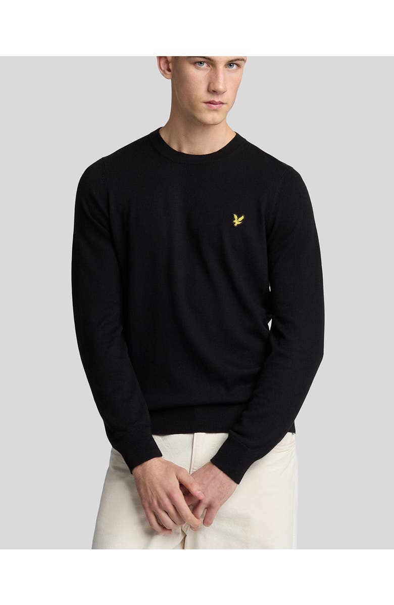 Lyle & Scott Cotton Merino Crew Neck Sweater, Alternate, color, Jet Black