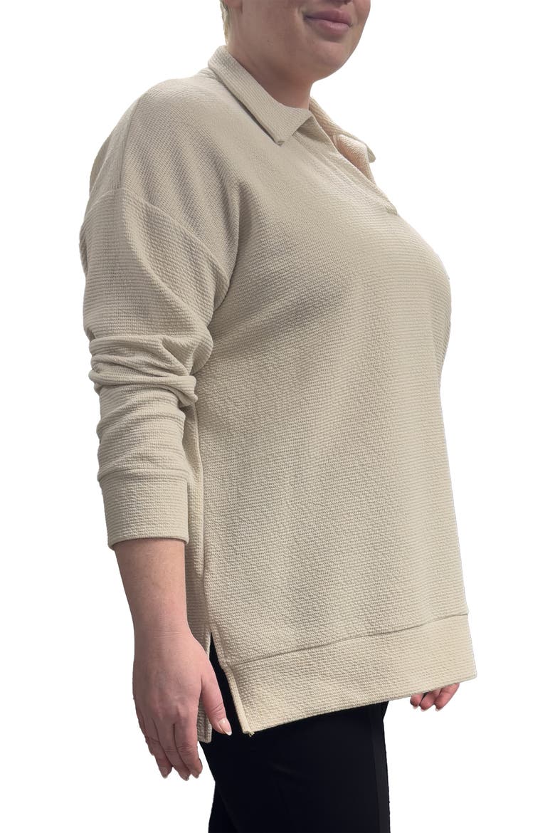 Johnny Collar Long Sleeve Top, Alternate, color, BEIGE