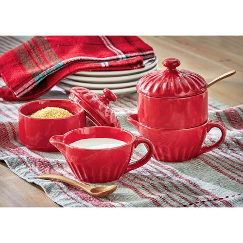 Tag Stinson Red Cream And Sugar Set Ceramic Dishwasher Safe In Red