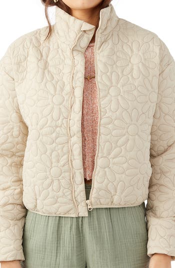 O'neill Jaxson Floral Quilted Bomber Jacket In Gray