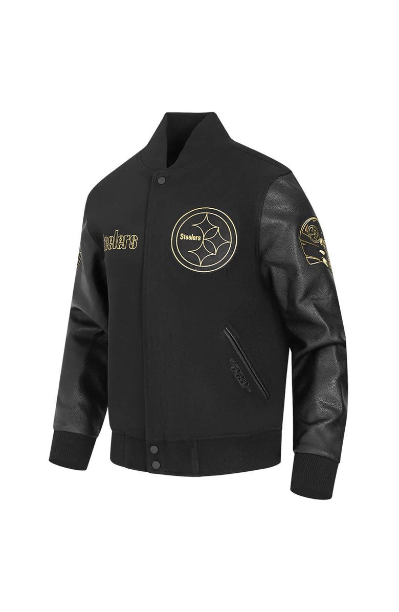 PRO STANDARD Men's Pro Standard Black Pittsburgh Steelers Full-Zip Varsity Jacket, Alternate, color, 